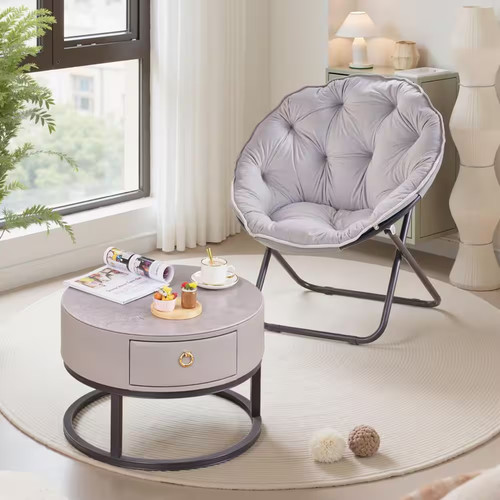 Folding moon chair with faux - chair,
