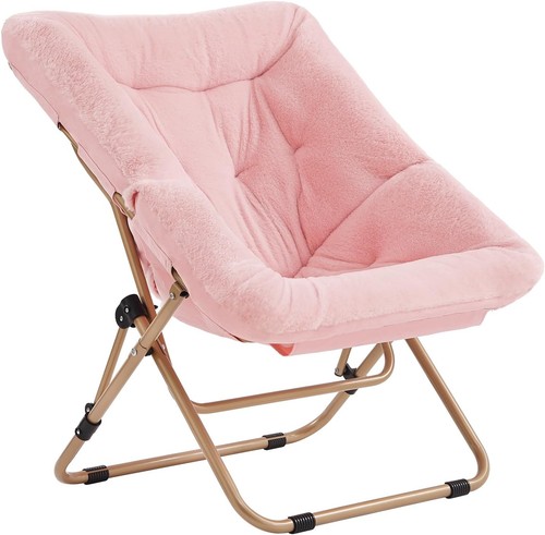 Pink faux fur moon chair - fur,