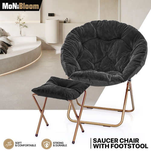 Black saucer faux fur - black,